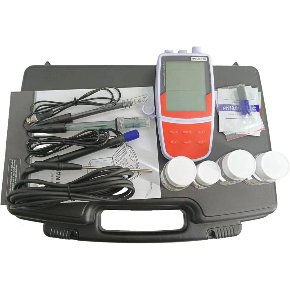 VTSYIQI Portable pH Conductivity Dissolved Oxygen Meter With Standard Calibration Fluids Accuracy ±0.002 pH For Measuring pH Oxidation Reduction Potential Ion Concentration Conductivity Salinity Resistivity and Dissolved Oxygen