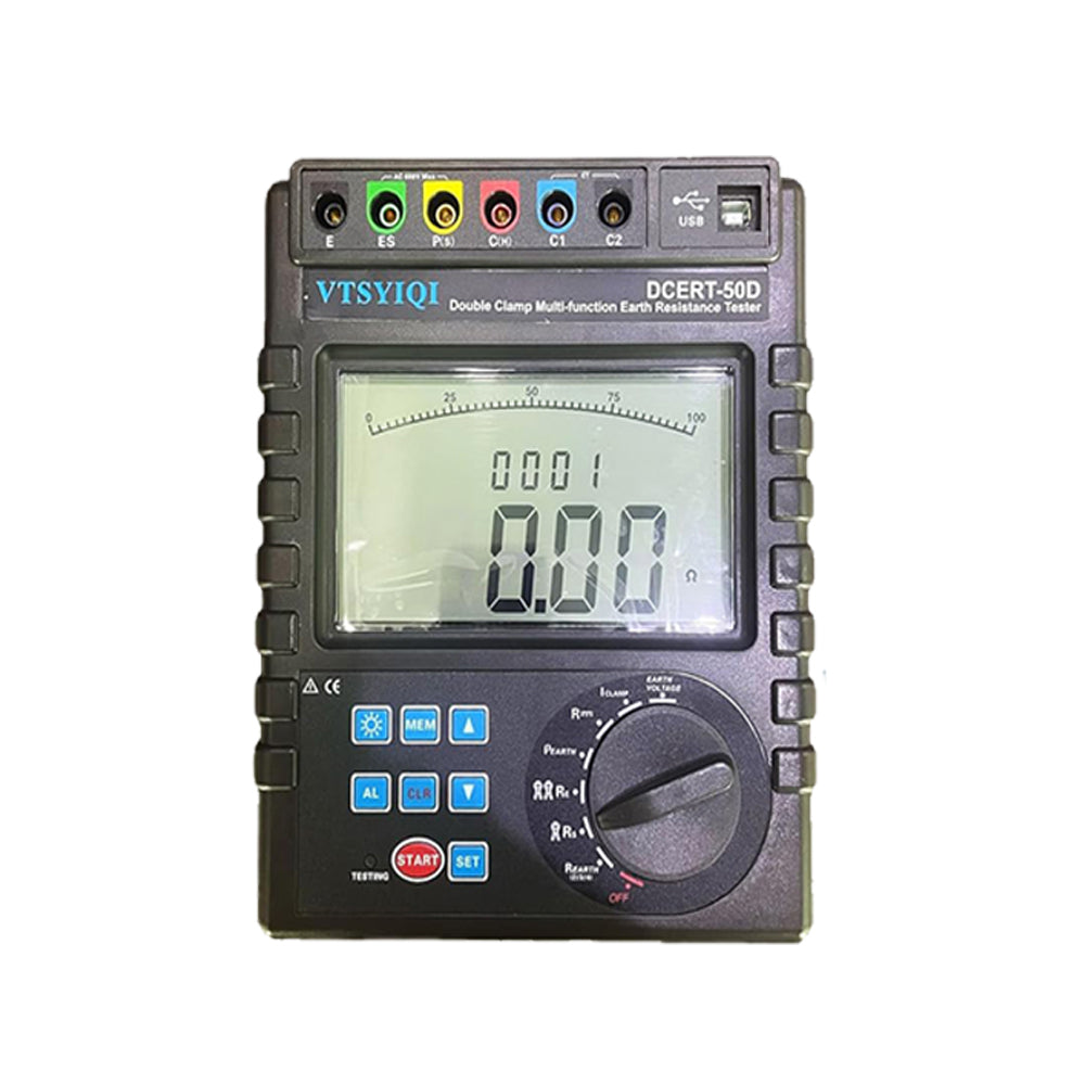 VTSYIQI Double Clamp Earth Resistance Tester Multifunction Soil Resistivity Tester with Soil Resistivity 0.00Ωm-9000kΩm Grounding Resistance Range 0.00Ω-30.00kΩ for Measuring Earth Resistance,DC Resistance,Soil Resistivity,Earth Voltage,Earth Current,Etc