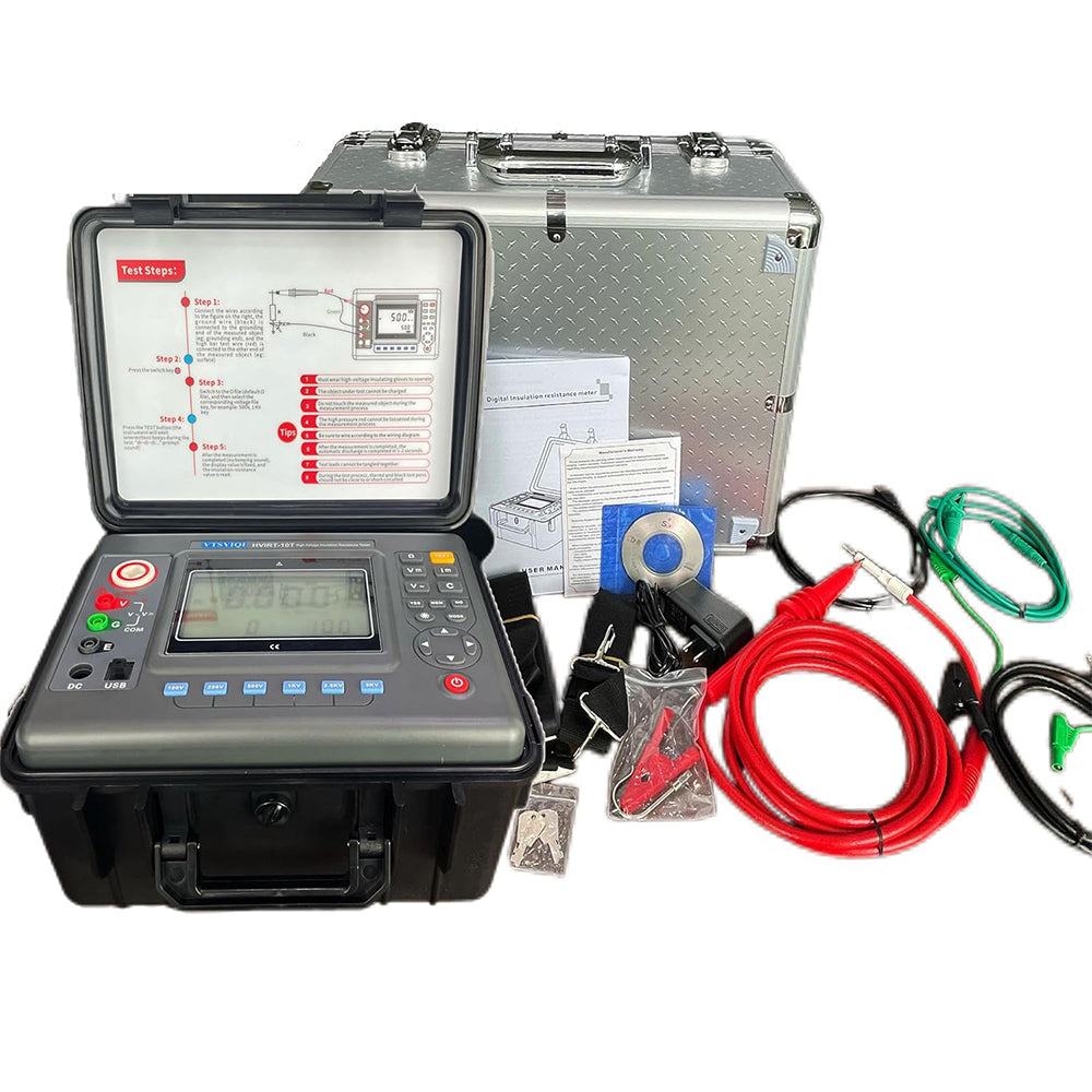 VTSYIQI High Voltage Insulation Tester 5KV Insulation Resistance Meter Tester Digital Insulation Resistance Tester with Range 100V/250V/500V/1000V/2500V/5000V 0.01MΩ-10TΩ Resolution 0.01MΩ Waterproof Voltmeter LCD Display