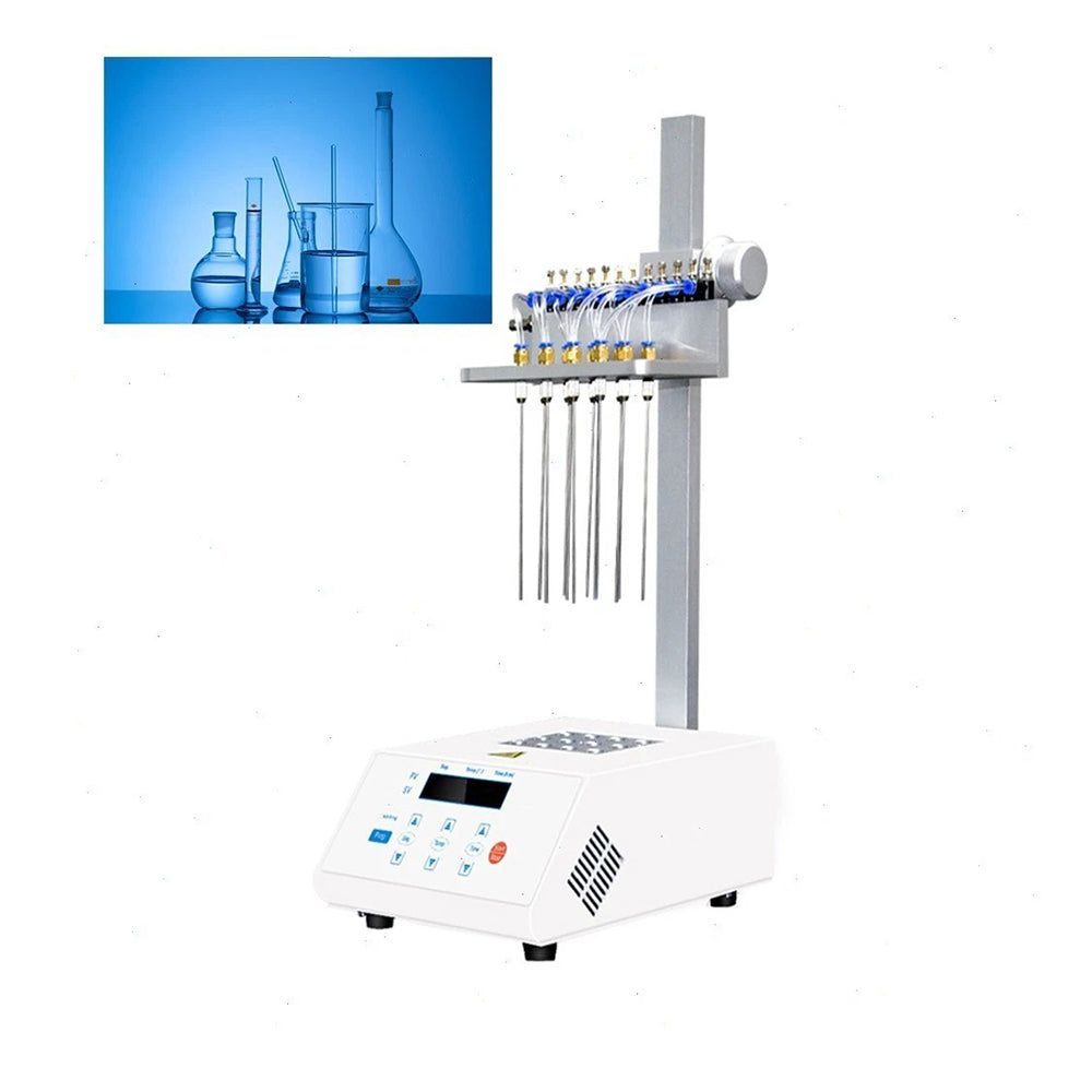 VTSYIQI Dry Nitrogen Evaporator 24-Position Dry-Block Nitrogen Evaporator with Temperature Range RT+5~150℃ Max. Nitrogen Pressure≤0.12MPa Sample Handling Capacity 2*12 Holes*16.5mm Nitrogen Flow 0~15L/min