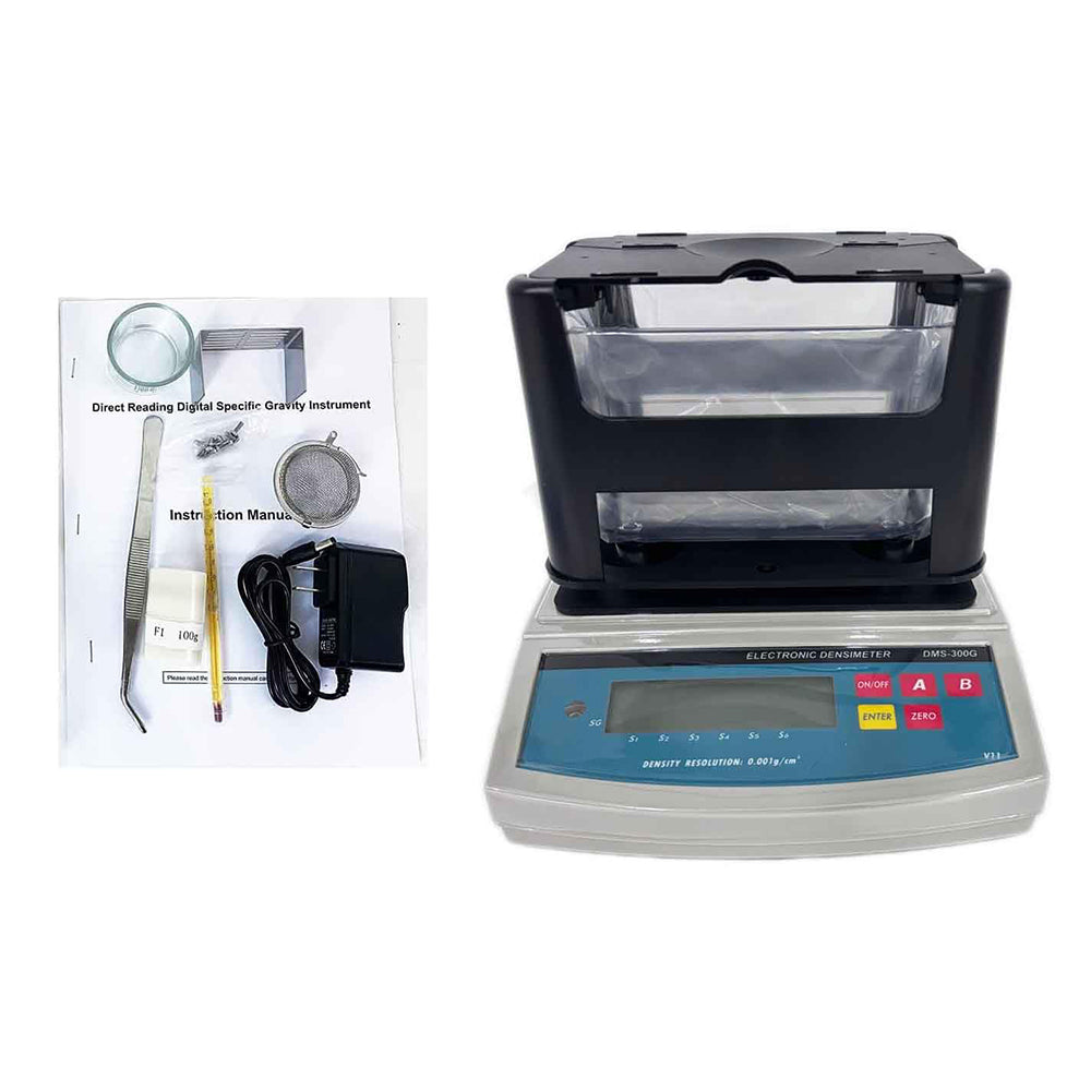 VTSYIQI Solid Density Meter Tester Solid Density Measurement with Measuring Range 0.001—99.999g/cm3 Density Resolution 0.001 g/cm3 Function of Solution Compensation Maximum Weight 300g Minimum Weight 0.005g