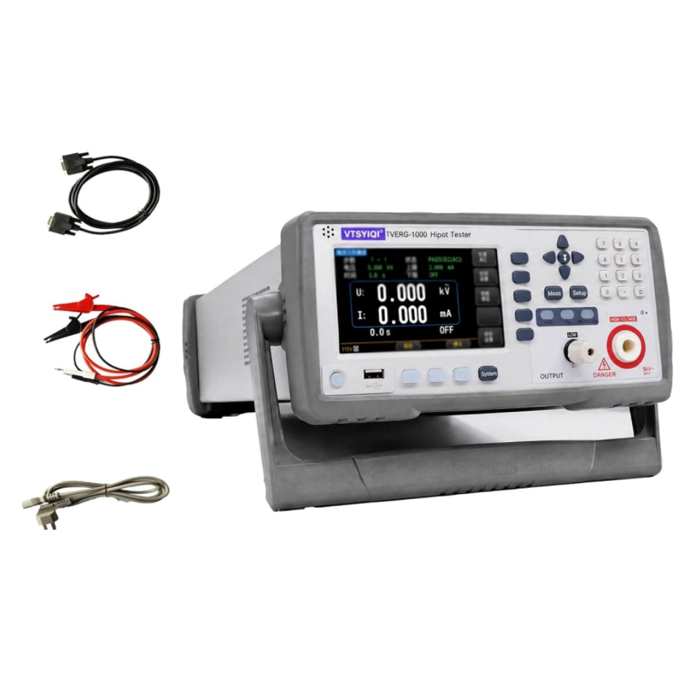 VTSYIQI Desktop AC/DC Hipot Tester Meter with AC 5.000kV/10mA DC 6kV/5mA Touch Screen RS232/Handler Interface for Safety Performance Inspection Of Household Appliances,Transformers,Electrical Equipment,And Components