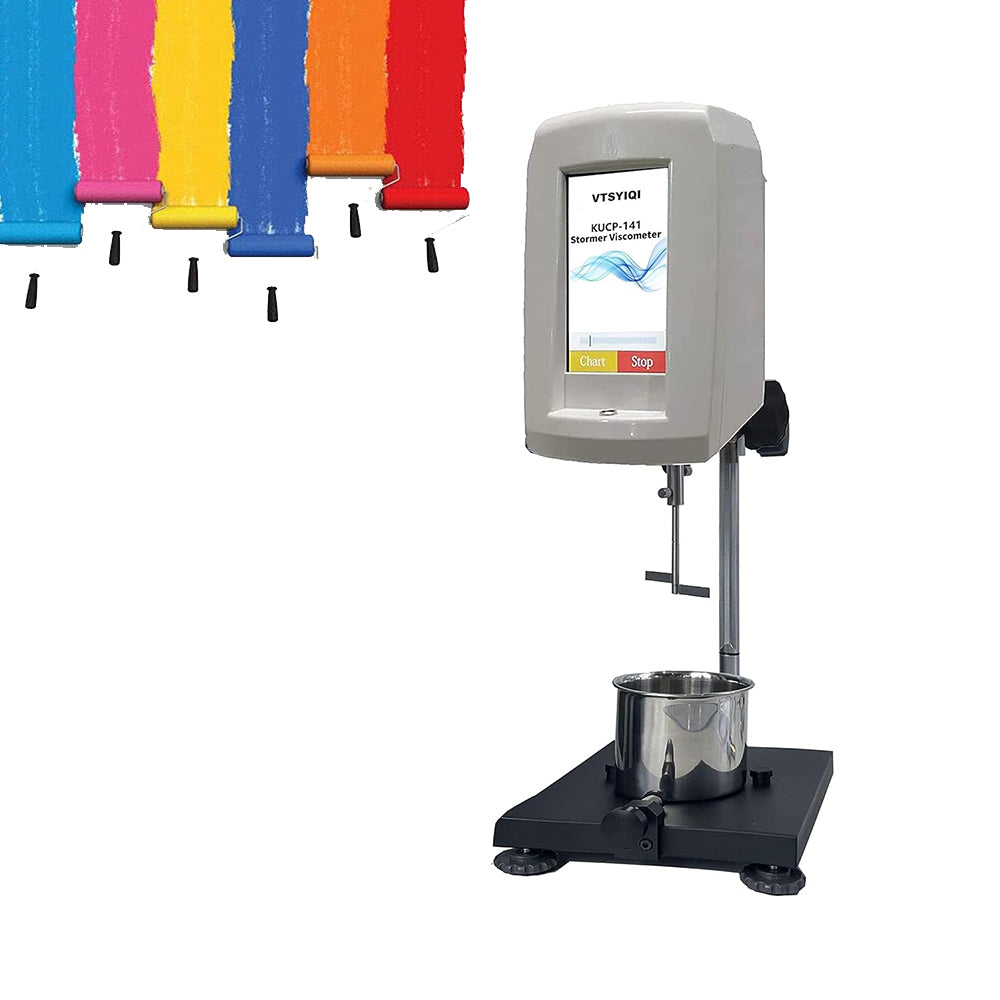 VTSYIQI Stormer Viscosity Tester Touch Screen Rotational Viscometer Automatic Viscometer with Range 40.2KU to 141.0KU Accuracy ±1% PT100 Temperature Sensor for Ink Viscosity Test KU CP G ℃