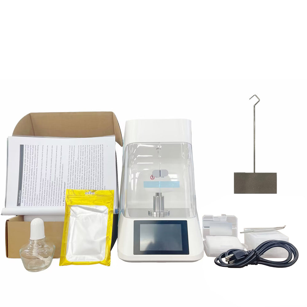 VTSYIQI Surface Tension Analyzer Liquid Interfacial Tension Measurement with Accuracy 0.1mN/m Measuring Range 0 to 1000mN/m Platinum Plate Automatic Lifting And Lowering Of Sample Stage