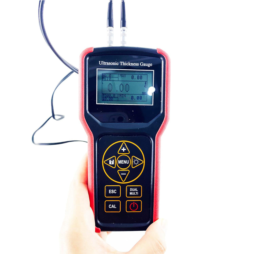 VTSYIQI Through-Paint Ultrasonic Thickness Gauge Meter Tester with Pulse-Echo and Echo-Echo Operating Type Measuring Range PE Model 0.75 to 400 mm EE Model 0.75 to 25mm 1000 Values Data Storage