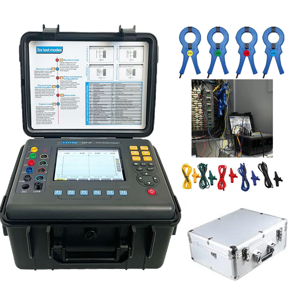 VTSYIQI Power Quality Meter Analyzer 3 Phase Energy Quality Analyzer with Clamp 50mm×50mm Current 1.0A to 1000A for Comprehensive Analysis and Diagnosis On All The Voltage Current,Power Harmonic Phase Electric Parameters