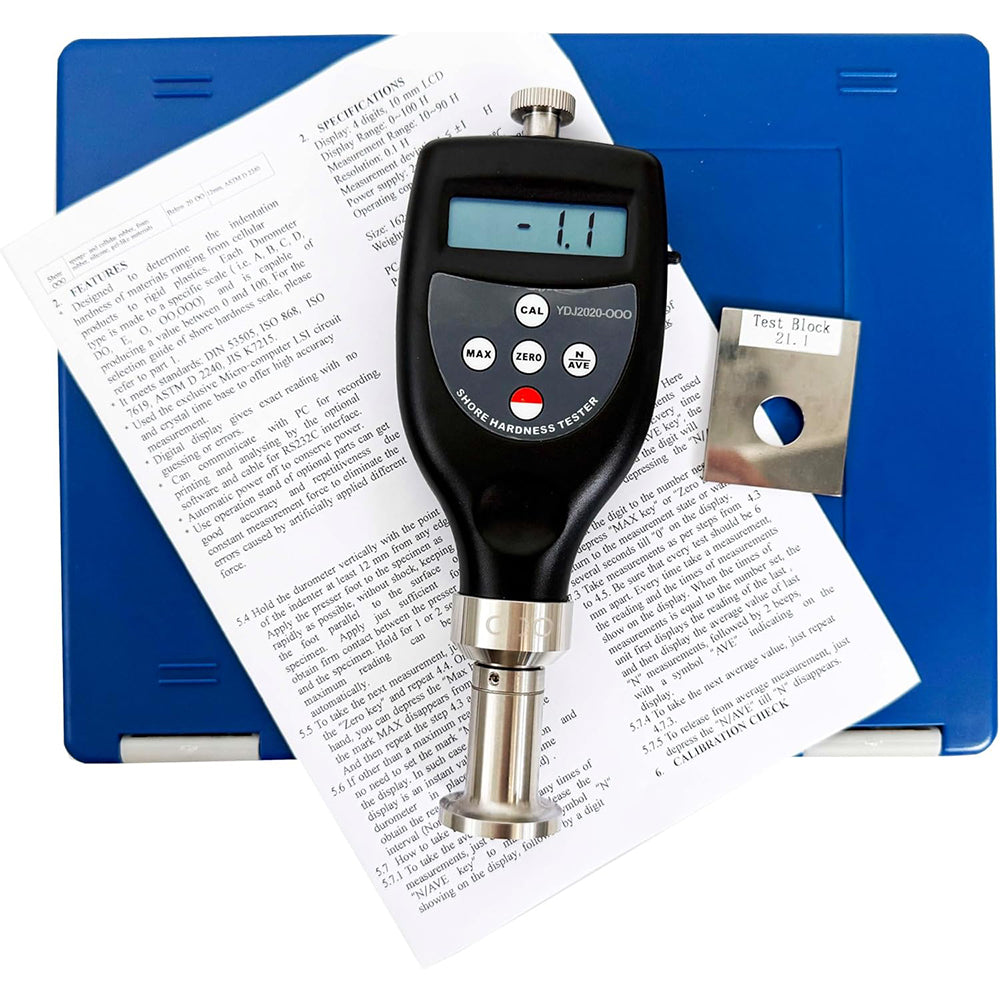 VTSYIQI Digital Shore OOO Hardness Tester Meter Durometer with Resolution 0.1H Indenter R6.35Spherical Radius ASTM ISO Standard for Sponge- and Cellular Rubber Foam Rubber Silicone Gel-like Materials Etc
