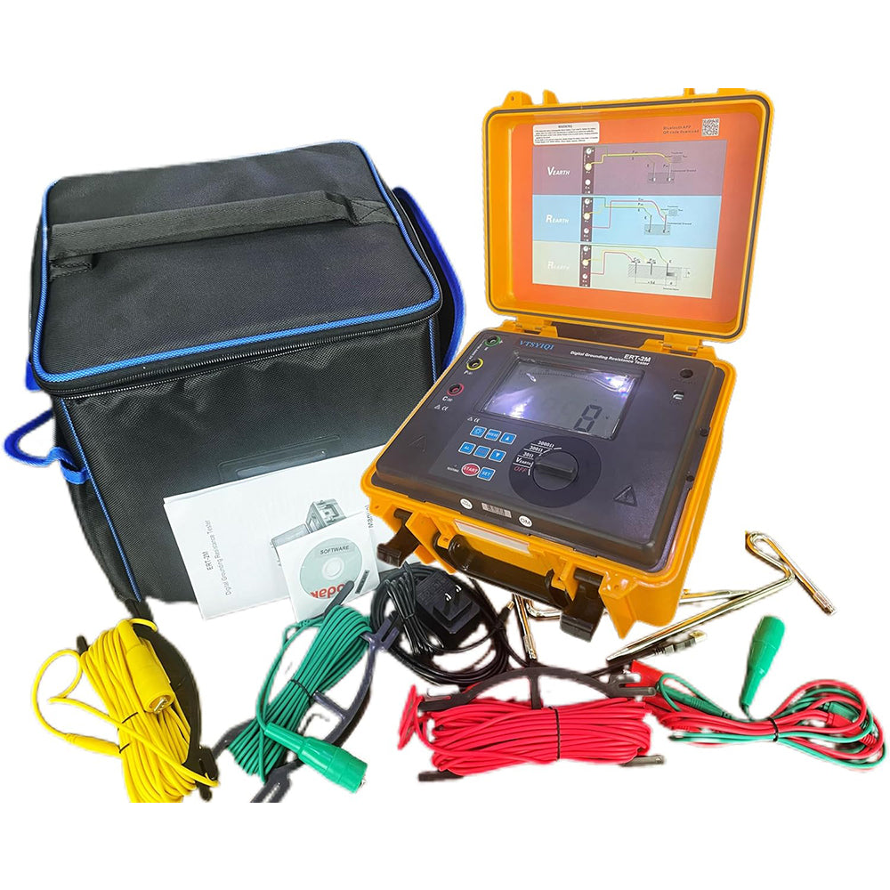 VTSYIQI Digital Grounding Resistance Tester Earth Resistance Tester with Earth Resistance Range 0.01Ω~2000Ω Earth Voltage Range 0 to 600V for Field Measurement of Grounding Resistance