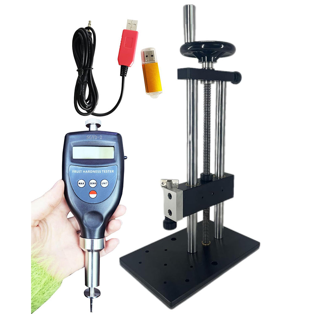 VTSYIQI Digital Fruit Hardness Tester and Test Stand with USB Data Cable and Software  with Measurement Range 0.5~15.0kgf/cm² Pressing Depth 10mm Tip Diameter 3.5mm for Big Small Fruit Firm Hard Fruit