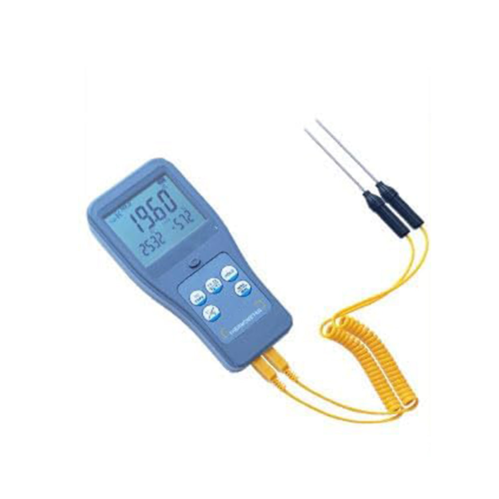 VTSYIQI Dual Channel K-Type Thermocouple Thermometer Two-Channel Thermocouple Thermometer with K-Type Thermocouple Range -200~1372°C (-328~2501.6°F)  Resolution 0.01°C/°F  LCD Display
