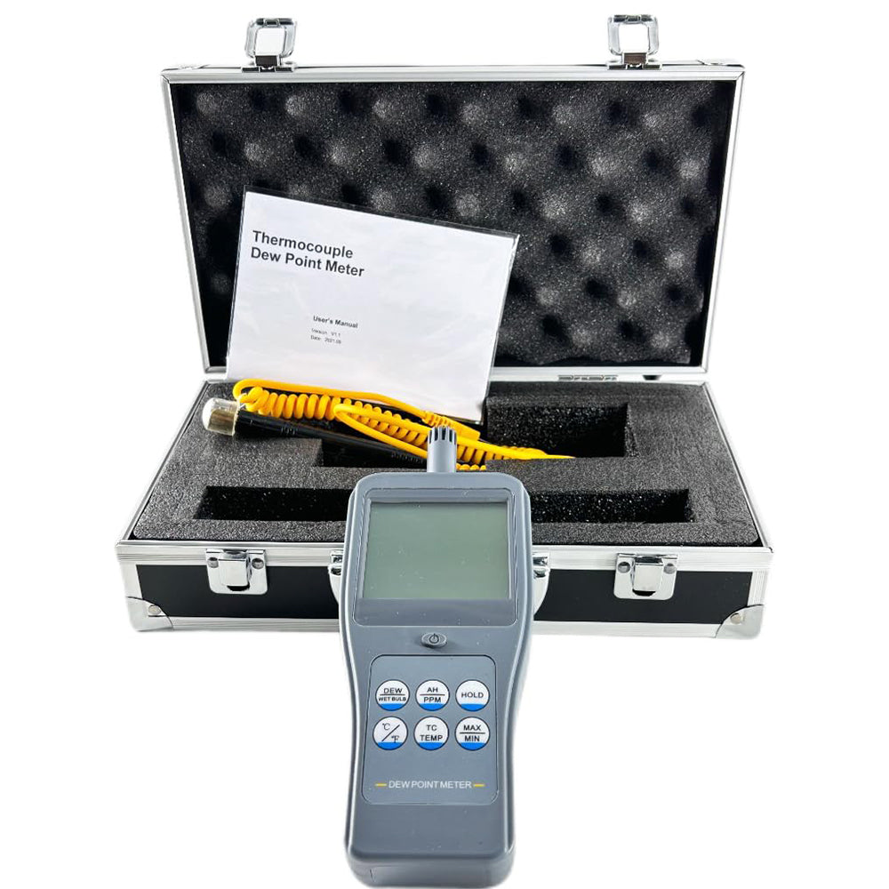 VTSYIQI Thermocouple Dew Point Meter Tester with Resolution 0.01 Ambient Temperature,Dew Point Temperature,Wet Bulb Temperature,Relative Humidity,Absolute Humidity,PPM,Surface Temperature Measurement