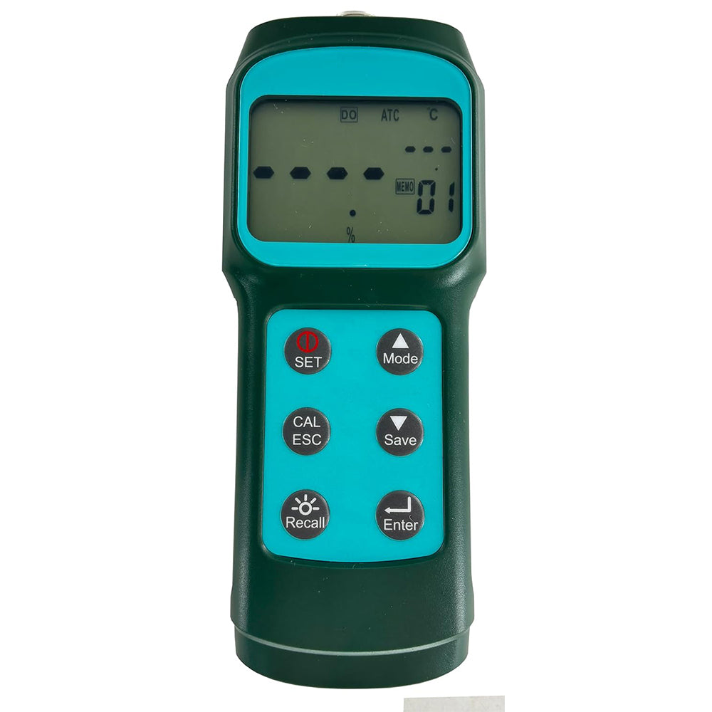 VTSYIQI Optical Dissolved Oxygen Meter Fluorescence Dissolved Oxygen Analyzer with 10m Probe Dissolved Oxygen Measurement Range 0~15mg/L or 0~119.9% Salinity Compensation 0~42ppt Accuracy ±3.0%