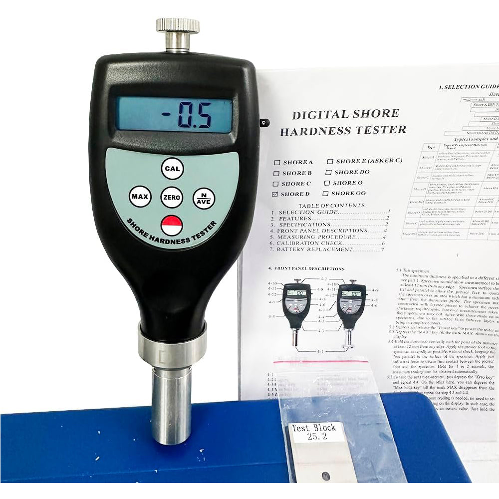 VTSYIQI Shore D Durometer with Measurement Range 10HD~90HD for Fibre Plastics Hard Rubber Hard Plastic Materials Plexiglas Stiff Thermo Plastics Formica Print Roller Vinyl-plate Cellulose Acetate Etc