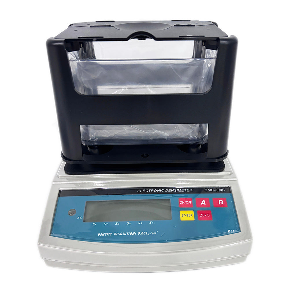 VTSYIQI Digital Solid Densitometer Solid Density Meter Gravimeter with Maximum Weight 300g Minimum Weight 0.005g Density Resolution 0.001 g/cm3 Measuring Range 0.001—99.999g/cm3 for Rubber Wire and Cable Aluminum PVC Plastic Particles Etc