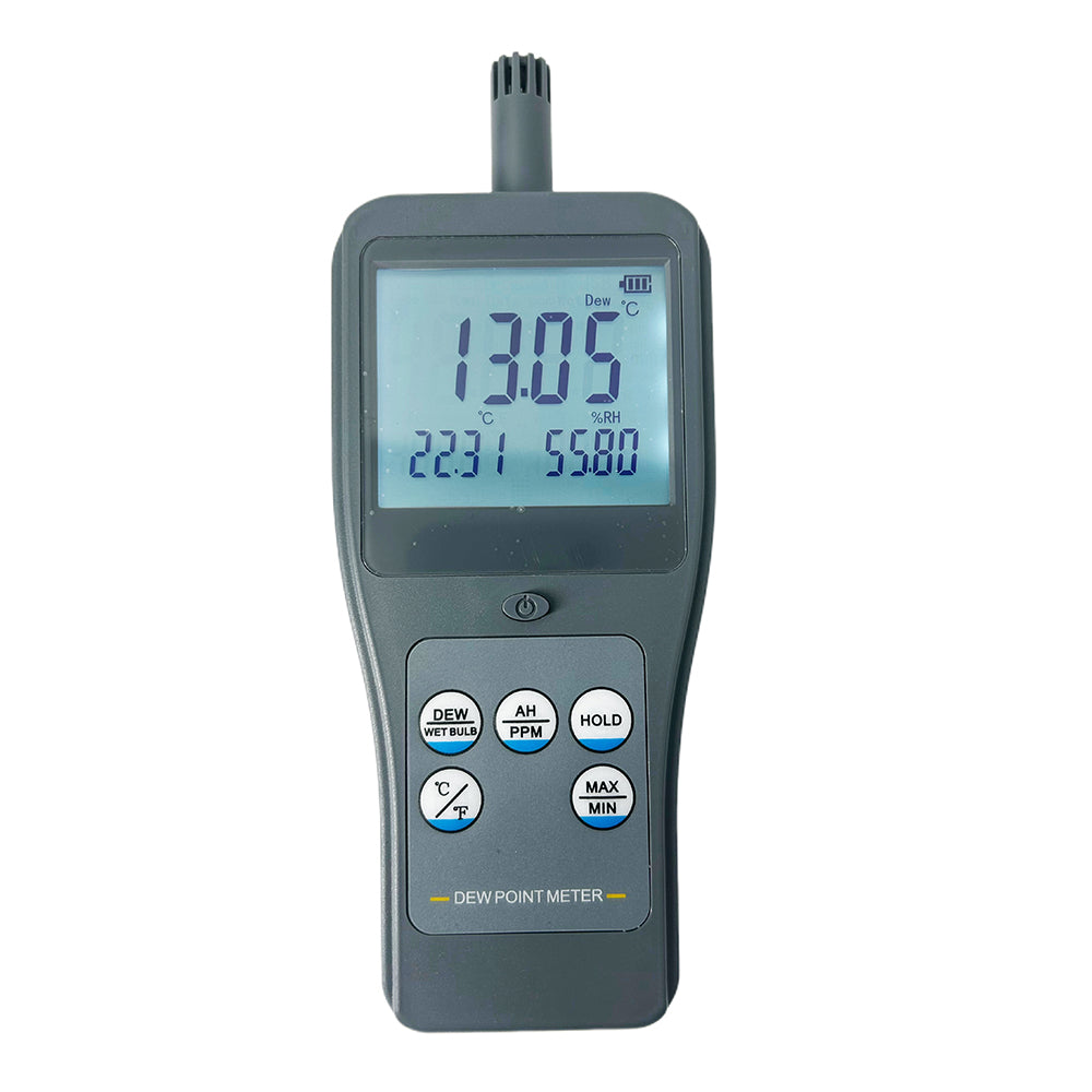 VTSYIQI Dew Point Meter Digital Dewpoint Meter with Large LCD Display Temperature Unit °C/°F for Ambient Dew Point Wet Bulb Temperature Relative Absolute Humidity PPM