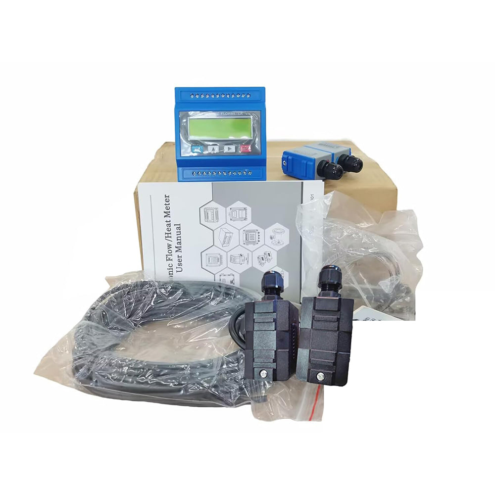 VTSYIQI Digital Fixed Ultrasonic Flowmeter with TM-1 Transducer DN50mm-DN700mm 1.97-27.56in CT-1 Temperature Transducers for sea Water Sewage Oil