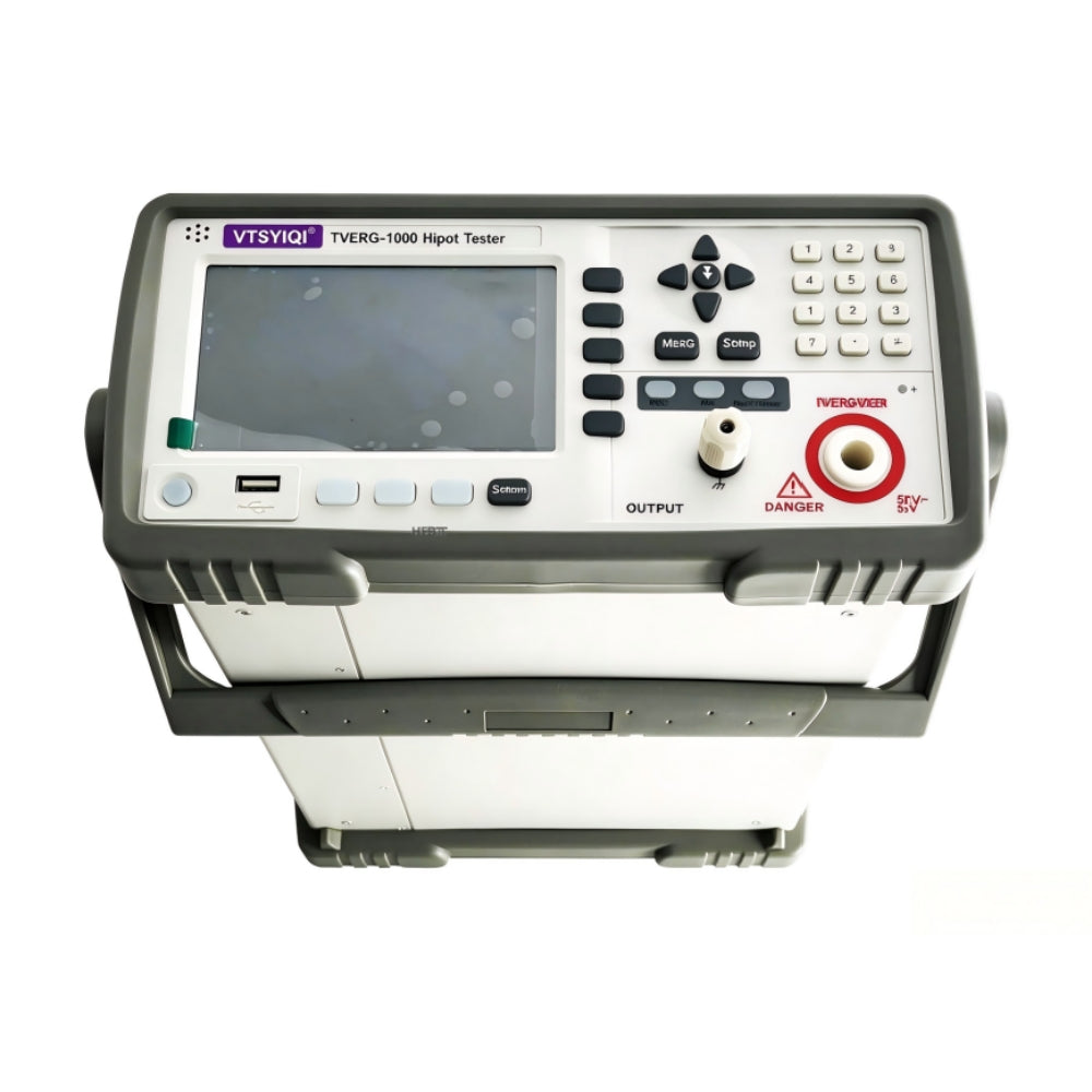 VTSYIQI AC DC Hipot Tester Meter with AC Withstand Voltage Test 0.050kV-5.000KV 0.001mA-10.00mA DC Withstand Voltage Test 0.050kV-6.000kV 0.1μA-5.000mA Touch Screen RS232/Handler Interface Arc Detection 9 Levels (AC/DC)