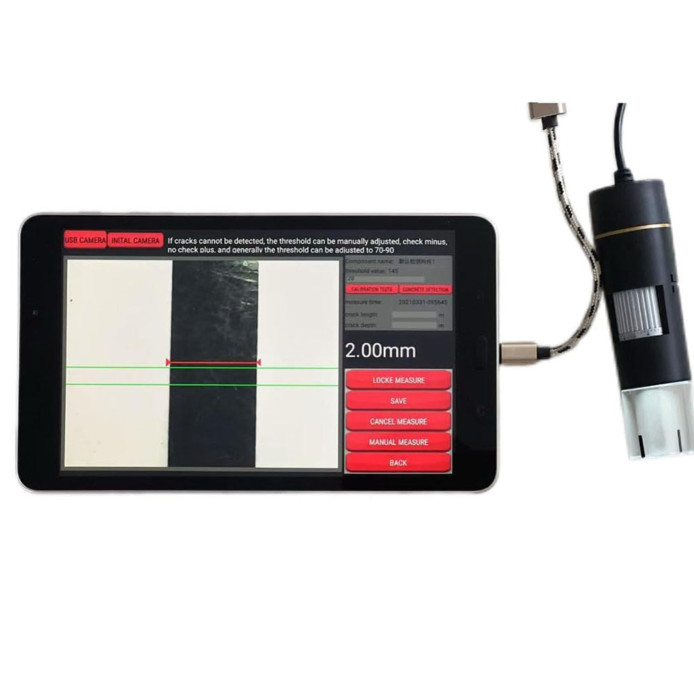 VTSYIQI Crack Width Monitor Concrete Crack Width Gauge Detector with Measuring Range 0.01-10mm Interpreting Accuracy 0.01mm Lens Pixels 1000x HD Microscope Crack Image and Scale Can be Appropriately Enlarged and Reduced