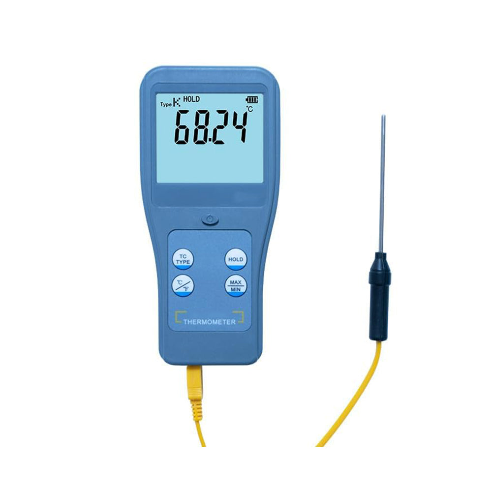 VTSYIQI Single Channel Thermocouple Thermometer One-Channel Thermocouple Thermometer with K Type Thermocouple Range -200~1372°C (-328~2501.6°F) Temperature Unit °C/°F Data Hold Function