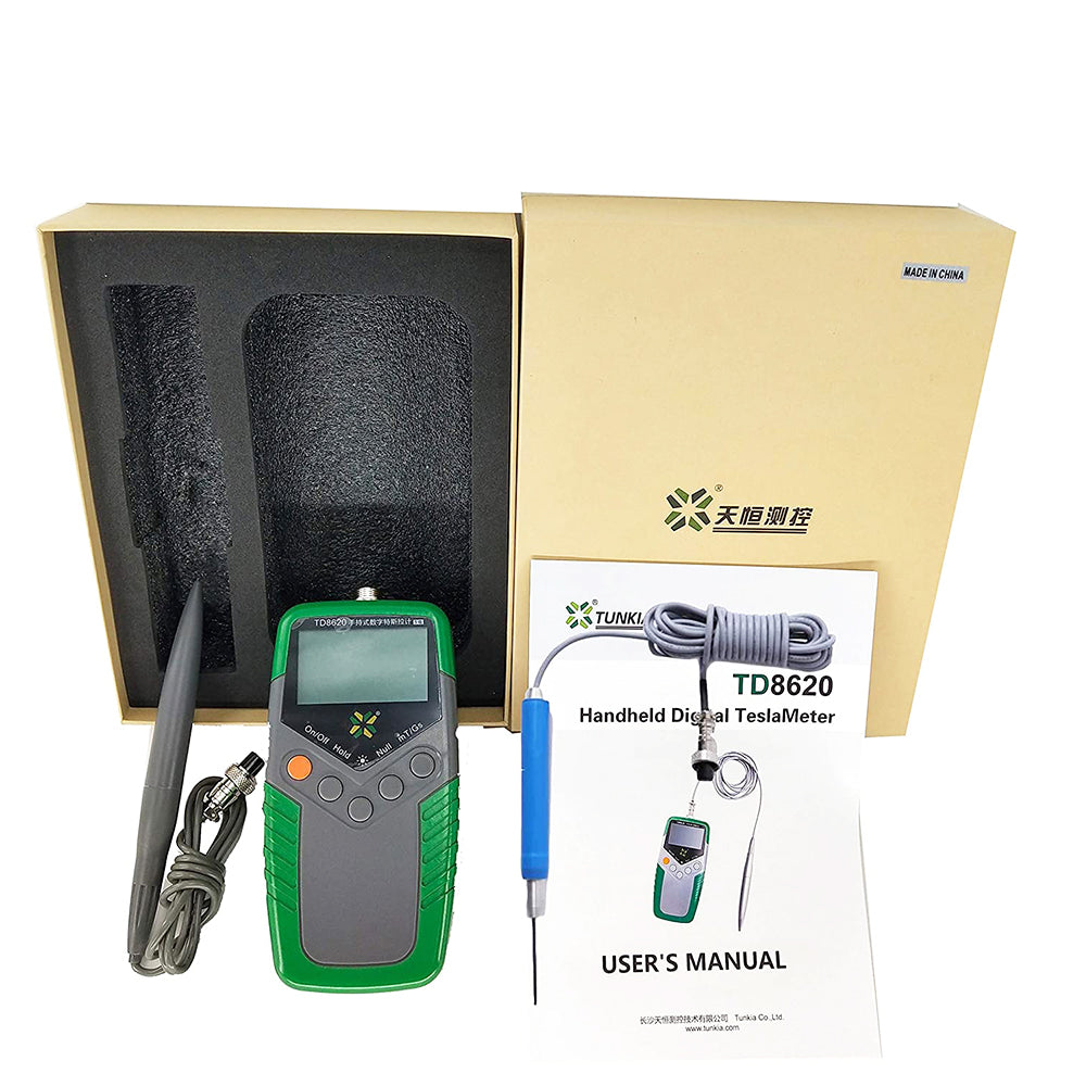 VTSYIQI Tesla Meter High Precision Gaussmeter Fluxmeter Surface Magnetic Field Tester with Axial Probe and Hall Probe Basic Accuracy ±2%