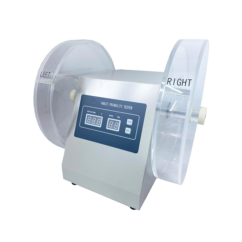 VTSYIQI Friability Tester Tablet Friability Meter Tester with 2 Turntables Rotational Speed Range 25 rev/min Turning Range 100 Turns for Checking The Fragility of Non-Coated Tablets