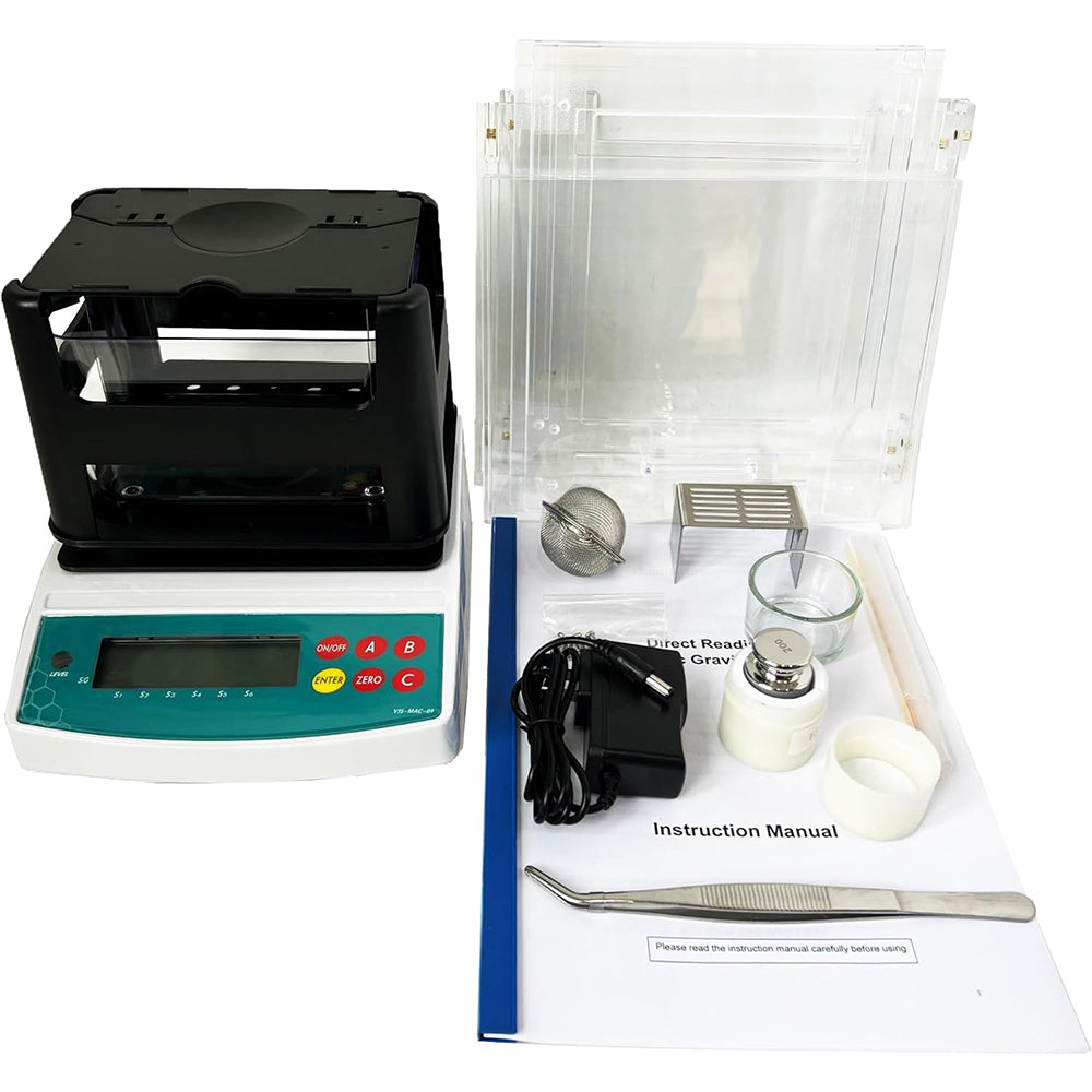 VTSYIQI Solid Density Meter Solid Density Gauge Tester with Weight Range 0.005~300g Standard Deviation 0.005g Density Resolution 0.001 g/cm3 RS232 Interface for Rubber Plastic Tire ,Shoe Materials Wire And Cable Etc