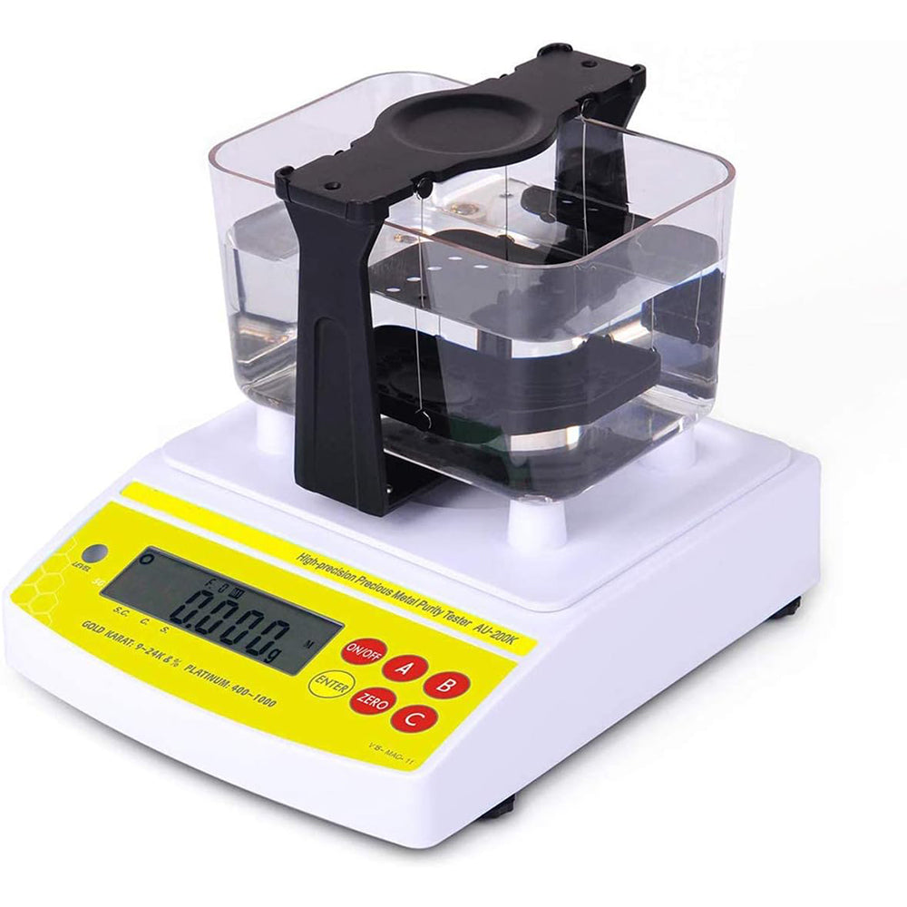 VTSYIQI High-precision Precious Metal Purity Tester Analyser Digital Electronic Gold Purity Testing Machine with Maximum Weight 120g Weight Standard Deviation 0.001g Minmum Measuring Sample Reference Weight 2g Density Resolution 0.001g/cm3