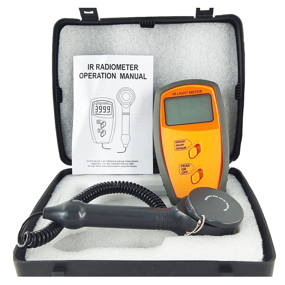 VTSYIQI IR Light Meter Near-Infrared Radiation Intensity Testing Instrument with Wavelength Range 760nm to 1100nm Accuracy ±5%+1digit Uses SIPIN Sensor and Precision Filter Ranges 4000μW/cm² 40mW/cm² 400mW/cm²
