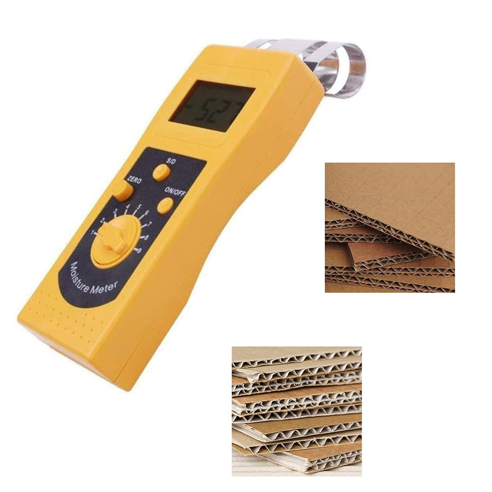 VTSYIQI Corrugated Cardboard Moisture Meter Tester with Measuring Range 0-2%/0-99% Resolution 0.1/0.01 Digital LCD Backlit for Corrugated and Porous Paper Products