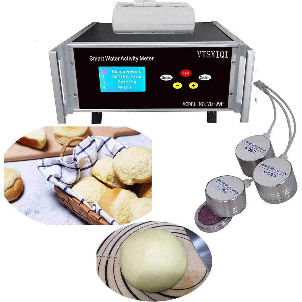 VTSYIQI Three Points Water Activity Meter Food Water Activity Meter Tester with Measuring Range Temperature -10℃～50℃ Water Activity 0～1.000aw 3 High Precision Sensor Printer Function