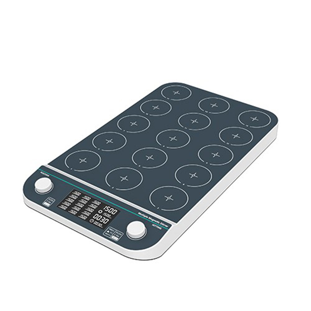 VTSYIQI Multi-position Magnetic Stirrer 15 Position Multiplate Magnetic Stirrer with Number Of Stirring Points 15 Max Stirring Volume 15*250mL / 8*500mL RPM 50 - 1500 RPM Brushless motor