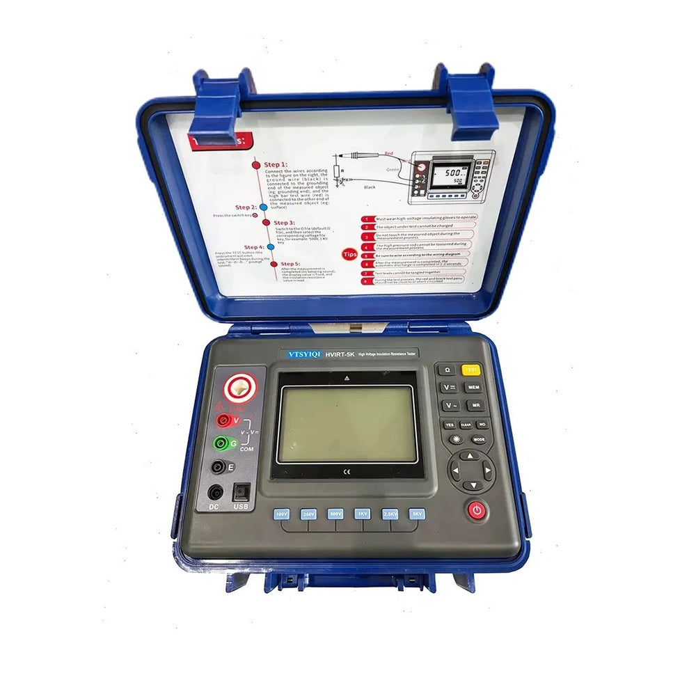 VTSYIQI 5kv Insulation Resistance Meter High Voltage Insulation Resistance Testers with Resistance 0.01MΩ-2TΩ DC Voltage 0-1000V AC Voltage 0-750V for Motors Cables Insulating Test Lithium Battery