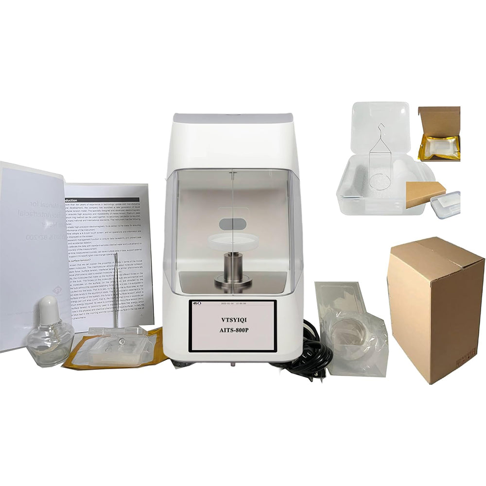 VTSYIQI Interfacial Tension Meter Automatic Surface Tensiometer with Du Nouy Ring Test Method Range 0 to 1000 mN/m Precision 0.1mN/m 4.3 inch Touch Screen for Oil Aging Testing Testing Surfactant Solution Concentrations