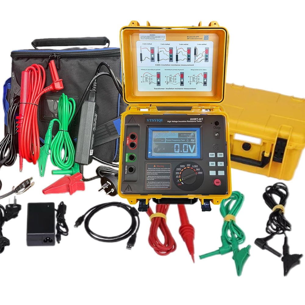 VTSYIQI High Voltage Insulation Resistance Tester Kit 10Kv Insulation Resistance Tester  with Output Voltage 50V~10kV Insulation Resistance Range 0.005MΩ~20.0TΩ Short Circuit Current 7mA MAX Rechargeable Lithium Battery