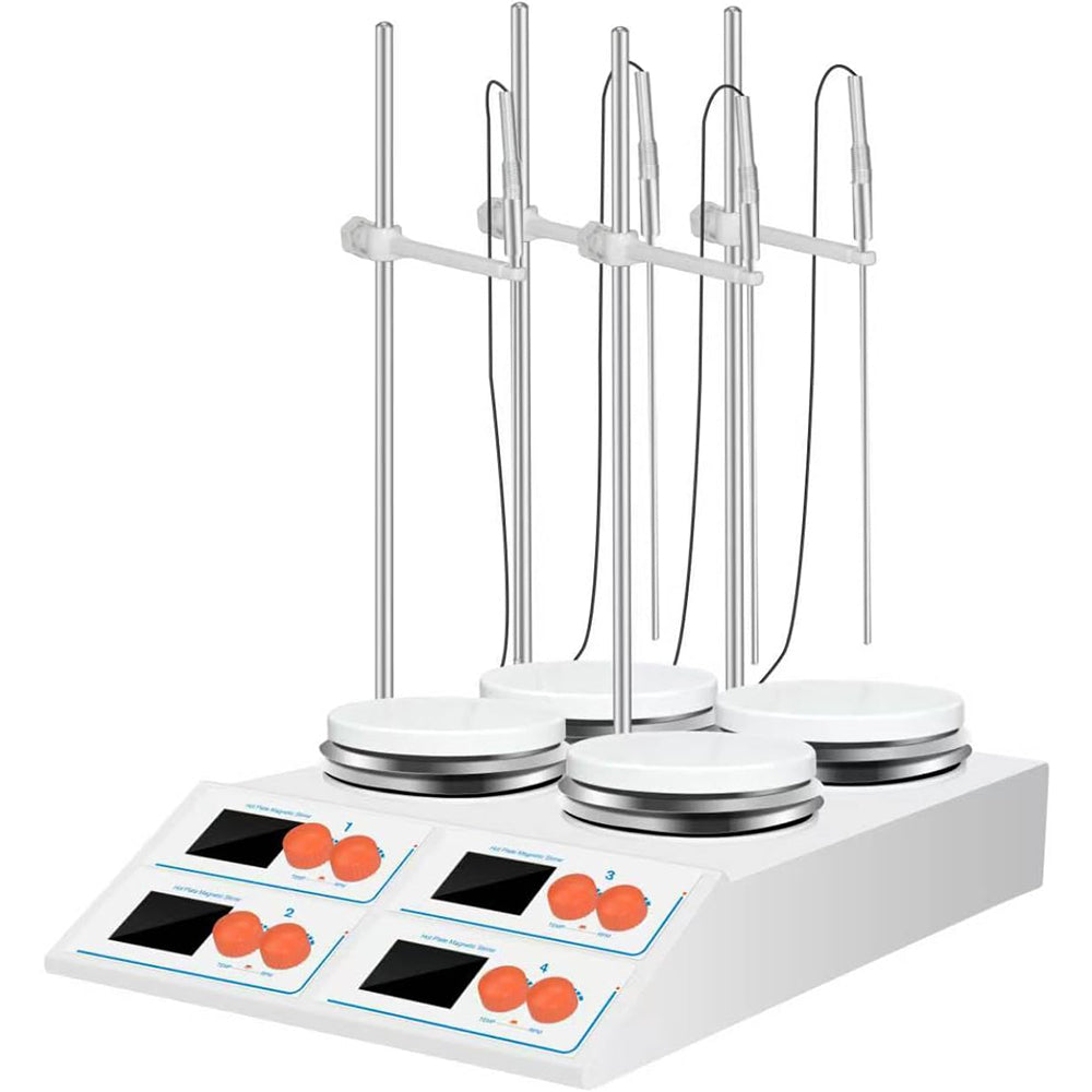 VTSYIQI Multi-Position Magnetic Hotplate Stirrers with Number of Stirring Stations 4 Control Mode Independent Operation Maximum Stirring Capacity Per Station 4*10L Configuration Single Row 2x2 RPM Range 50–2000rpm
