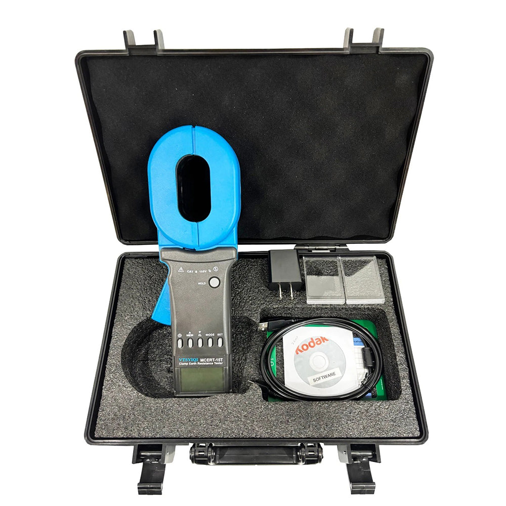 VTSYIQI Digital Clamp Earth Ground Resistance Meter Tester with Resistance Measurement Range 0.010Ω~1500Ω Current Range 0.000mA~40.0A 999 Sets Data Memory