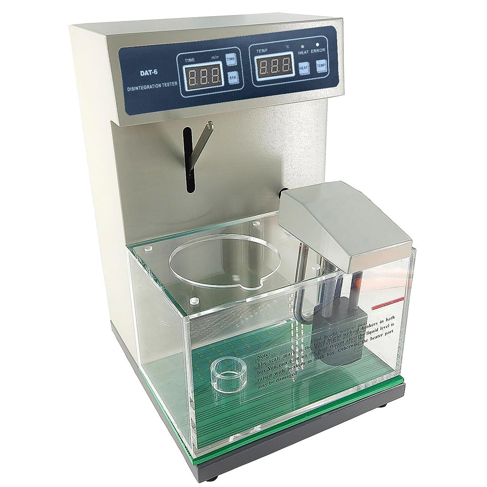 VTSYIQI Tablet Disintegration Tester Disintegration Time Limit Tester with Single Cup Single Way 6 Hanging Baskets Glass Tube Number Automatic Intelligent Control of Temperature Time and Round-Trip Frequency