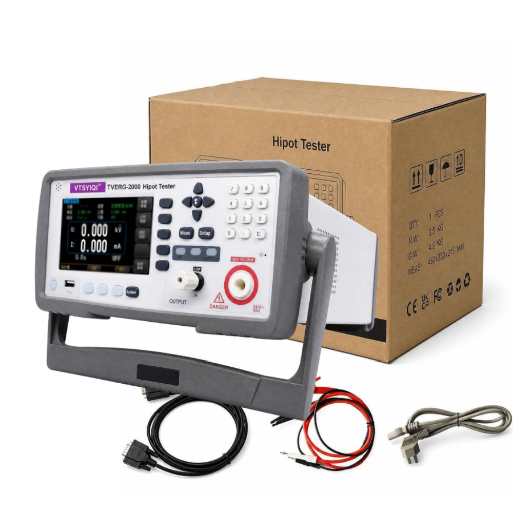 VTSYIQI AC/DC HiPot Testers Digital AC DC Hipot Tester with DC Withstand Voltage 6kV/5mA 0.1μA-10.000mA  AC Withstand Voltage 5.000kV/20mA 0.001mA-20.00mA Arc Detection 9 Levels (AC/DC) Touch Screen