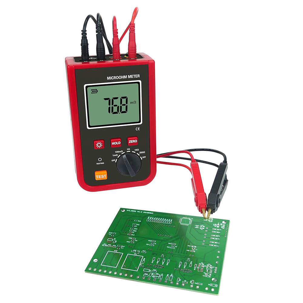 VTSYIQI Micro Ohmmeter Micro Ohm Meter DC Low Resistance Tester with Resistance Range 1uΩ~200Ω Test Current 5A MAX Rechargeable Lithium Battery for Testing Cables Wire Resistance Switches Connectors and Relays Contact Resistance