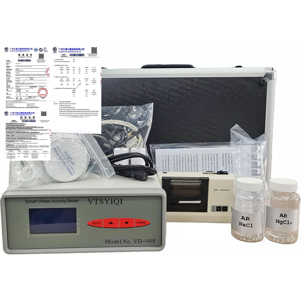 VTSYIQI Benchtop Water Activity Meter Intelligent Water Activity Tester One Point Water Activity Analyzers with Calibration Certificate ASTM ISO One WSC-4 Point Accuracy ±0.015aw 0 to 1.000aw 2000 Sets Record Printer Function