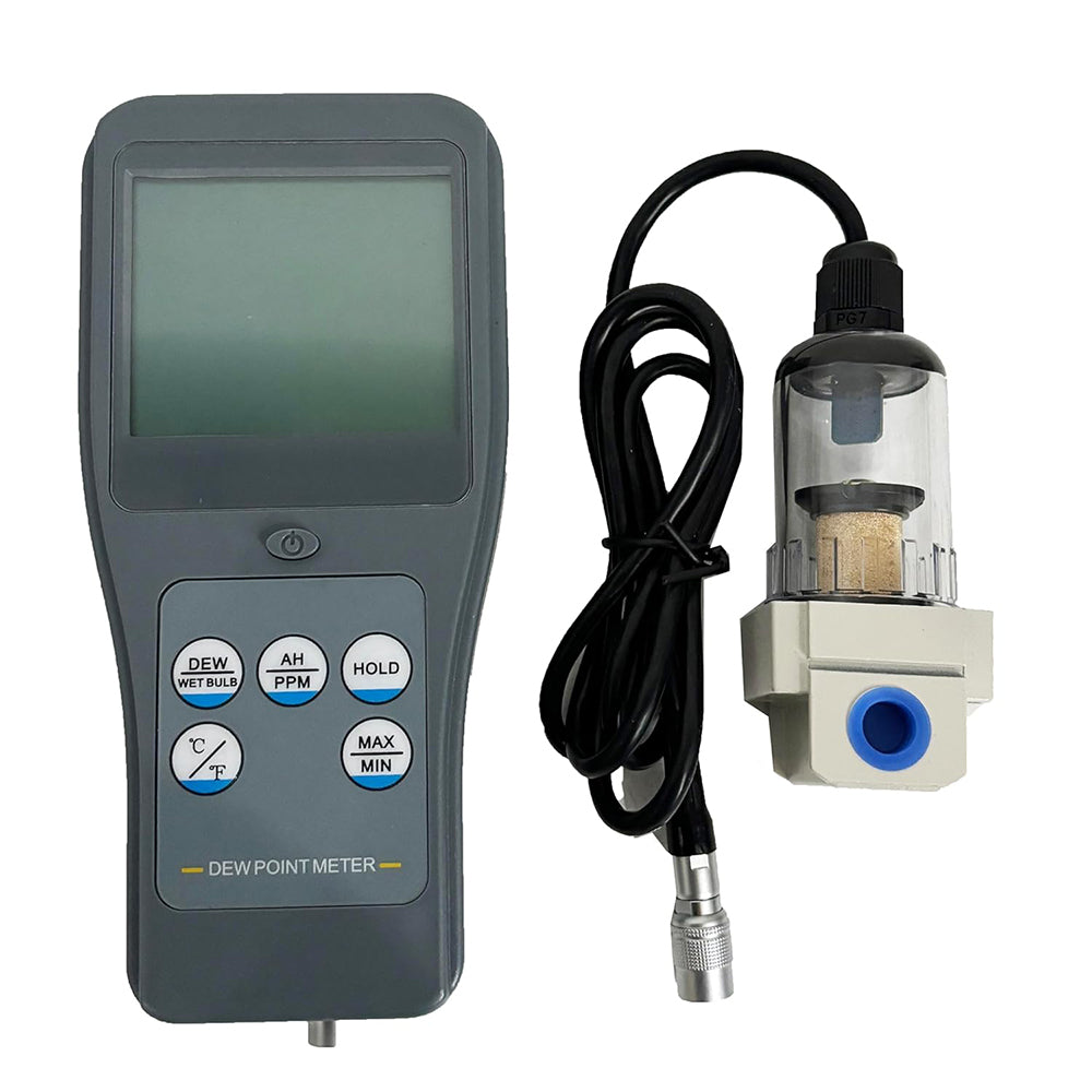 VTSYIQI Portable Dew Point Meter Dew Point Tester with Split Sensor Test Parameters Ambient Temperature Dew Point Wet Bulb Relative Humidity Absolute Humidity PPM Measurement LCD Display Resolution 0.01