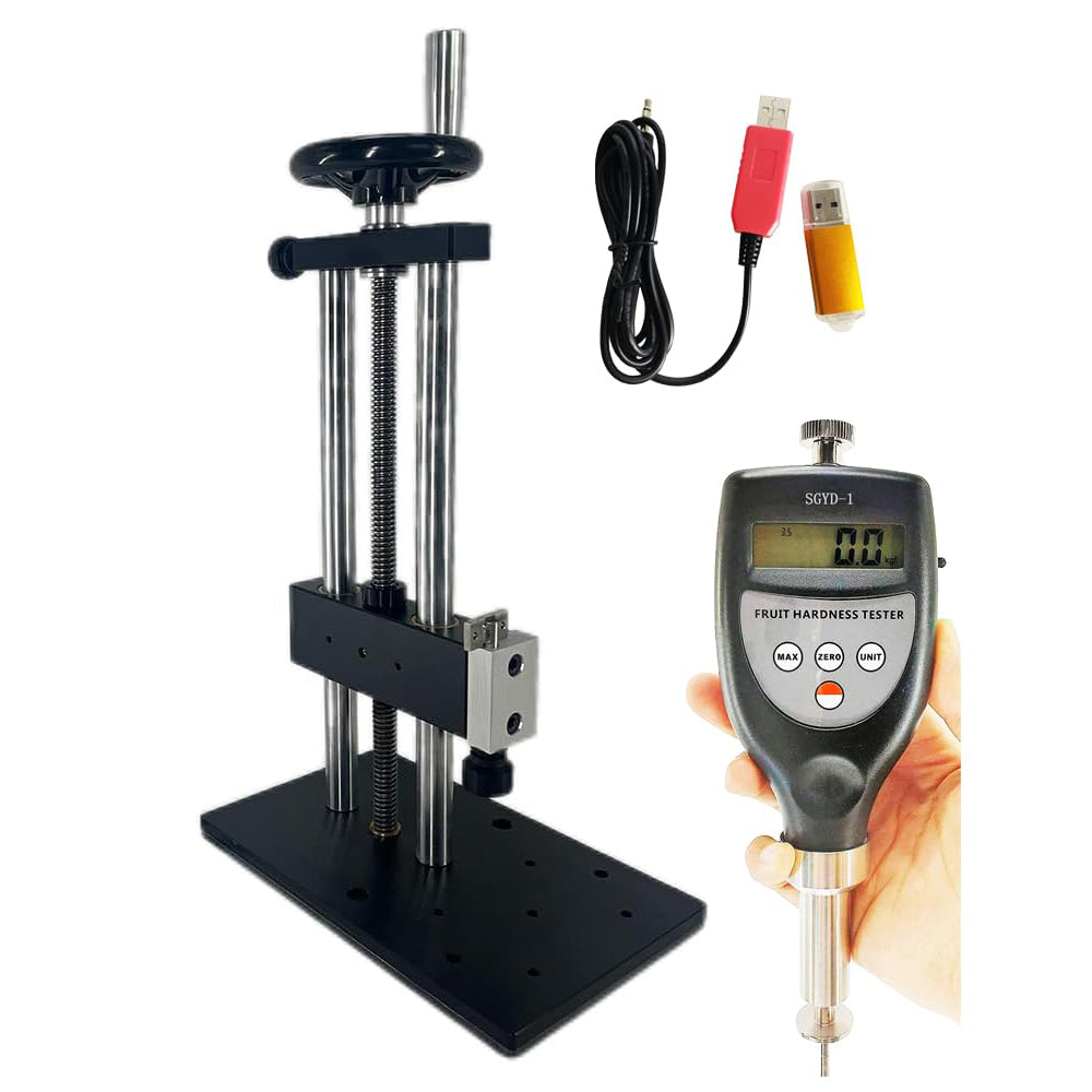 VTSYIQI Fruit Hardness Tester and Test Stand with USB Data Cable and Software Measurement Range 0.2~5.0kgf/cm² Pressing Depth 10mm Tip Diameter 3.5mm for Small Fruit Soft Fruit