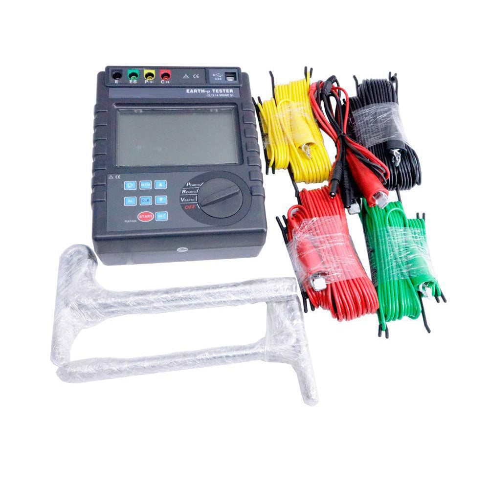 VTSYIQI Ground Resistance Tester Soil Resistivity Tester Meter with  Ground Resistance 0.00Ω to 30.00kΩ 300 Sets Data Storage for Earth Resistance Measurement Soil Resistivity Measurement Earth Voltage Measurement