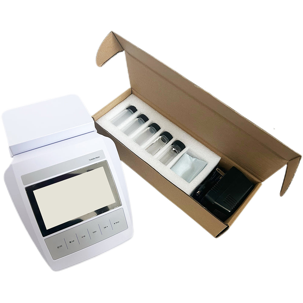 VTSYIQI Benchtop Multiparameter Turbidity Meter Nephelometer Turbidimeter with Range 0 to 2000 NTU/FNU 0 to 500 EBC 0 to 9999 ASBC Accuracy ±2% Suspended Particle Test 4 PCS Calibration Solutions ISO 7027 TSS Test Mode