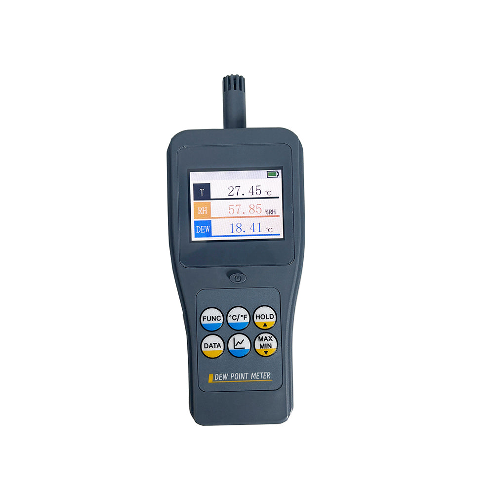 VTSYIQI Integrated High-Precision Dew Point Meter Dewpoint Analyzer with Test Parameters Ambient, Dew Point and Wet Bulb Temperature, Relative and Absolute Humidity, PPMv Resolution 0.01 99 Groups Data Storage