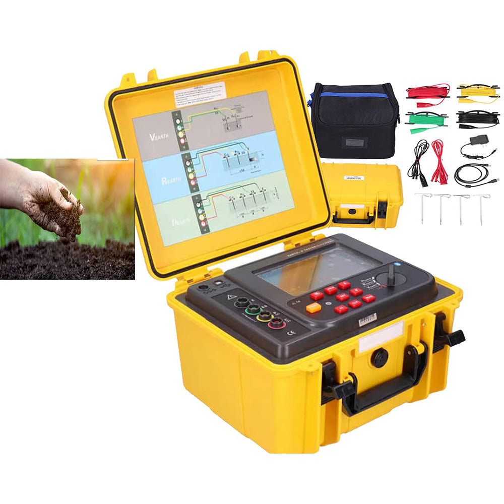 VTSYIQI Four Wire Earth Ground Resistance Tester Meter Soil Resistivity Tester with Two Three Four Wire Soil Resistivity 9000kΩm