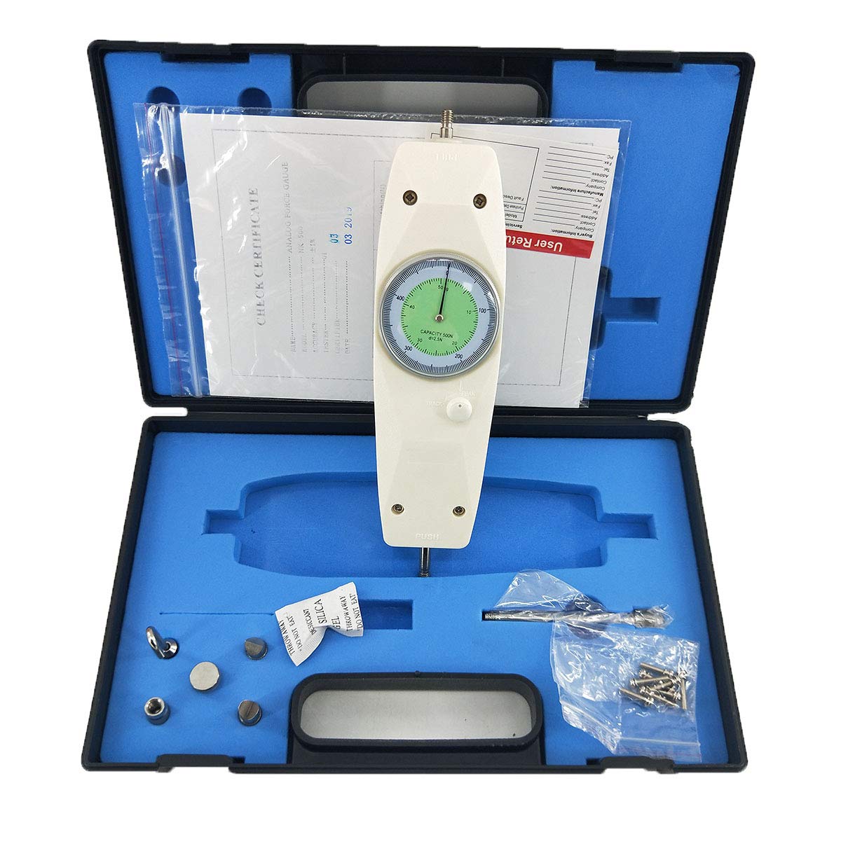 VTSYIQI Needle Type Force Gauge Push Pull Tester Meter with 2 Unit Display N/Kg Max Measuring Load 500N/50kg