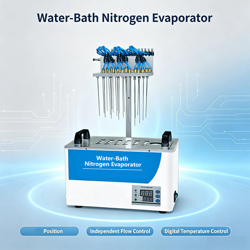 VTSYIQI 36-Hole Water Bath Nitrogen Evaporator Water Bath Sample Concentrator with Sample Quantity 36 Barometer 0-15L/min for Using in Pesticide Residue Detection Clinical Pharmacokinetics and Other Fields