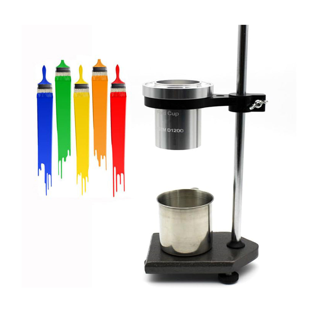 VTSYIQI Viscosity Cup #5 Aluminium Ford Viscosity Cup with Stand ASTM D 1200, D333, D365 Standard Measuring Range 200-1200 CST Hole Diameter 5.20mm Outflow Time 25-105 sec Cup Volume 100±1ml
