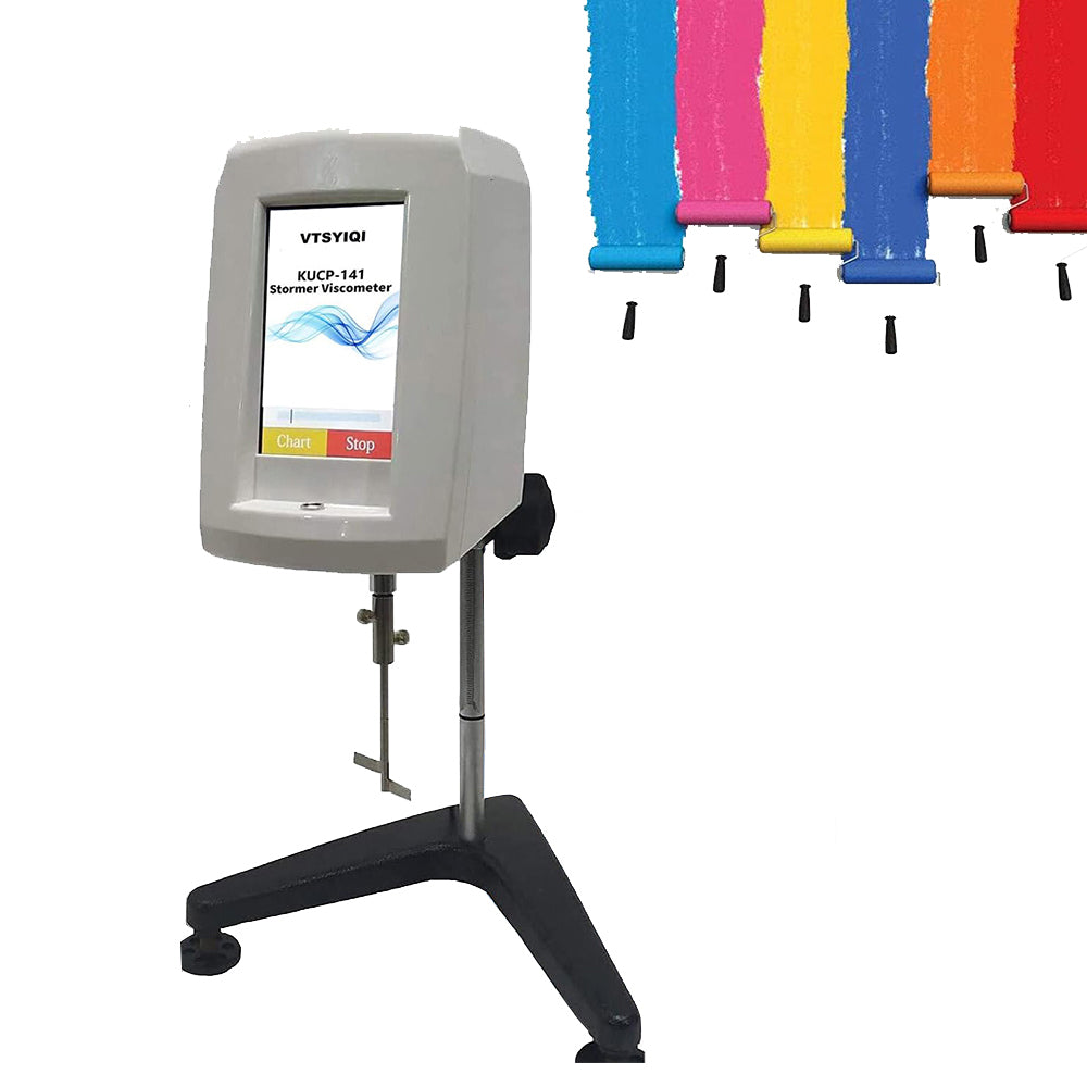 VTSYIQI Touch Screen Stormer Viscosity Meter Rotational Viscometer Instrument with 40.2KU to 141.0KU Accuracy ±1% KU Value for Paint Ink Newtonian and Non-Newtonian Fluids PT100 Temperature Sensor
